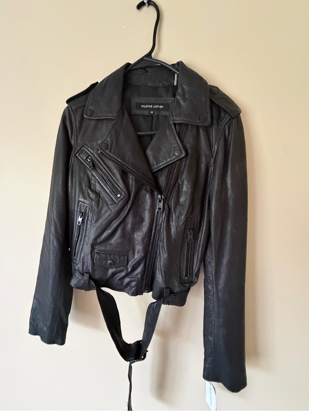 Wilsons Leather Black Moto Biker Jacket